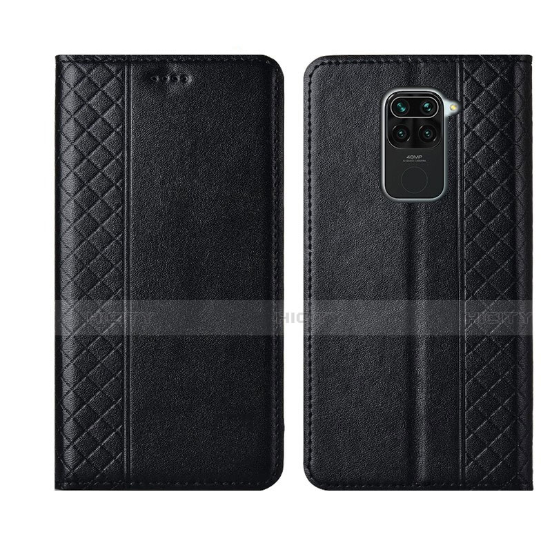 Funda de Cuero Cartera con Soporte Carcasa T01 para Xiaomi Redmi Note 9 Negro