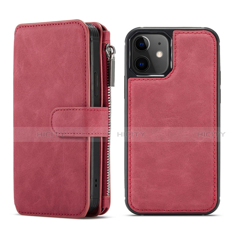 Funda de Cuero Cartera con Soporte Carcasa T02 para Apple iPhone 12 Mini Rojo