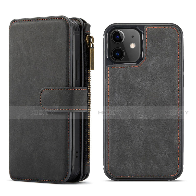 Funda de Cuero Cartera con Soporte Carcasa T02 para Apple iPhone 12 Negro