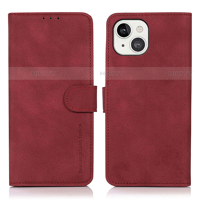 Funda de Cuero Cartera con Soporte Carcasa T02 para Apple iPhone 13 Rojo