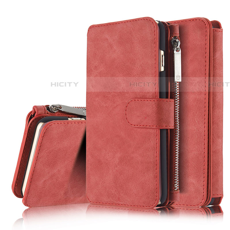 Funda de Cuero Cartera con Soporte Carcasa T02 para Apple iPhone 6 Rojo