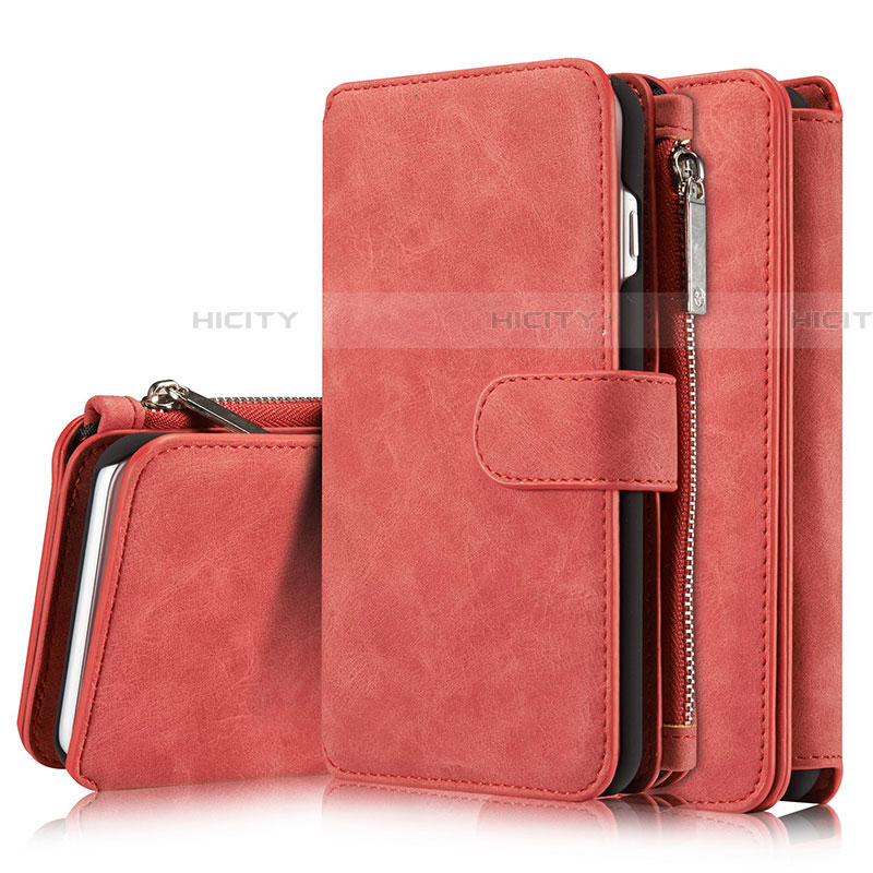 Funda de Cuero Cartera con Soporte Carcasa T02 para Apple iPhone 7 Plus Rojo