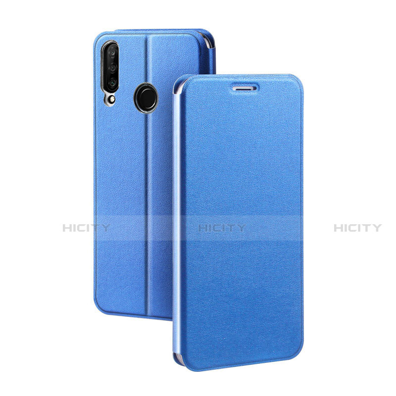 Funda de Cuero Cartera con Soporte Carcasa T02 para Huawei Nova 4e Azul