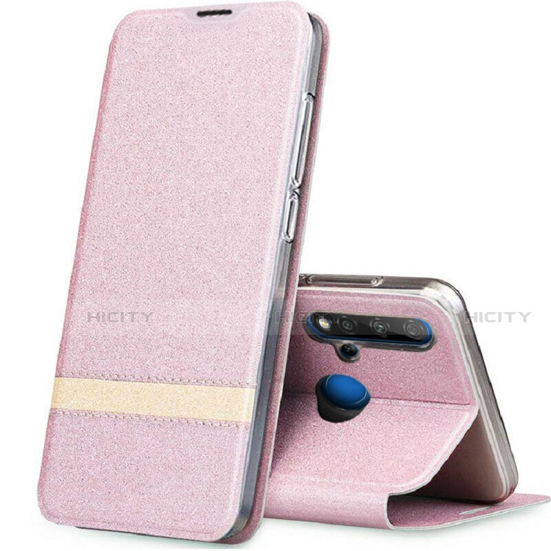 Funda de Cuero Cartera con Soporte Carcasa T02 para Huawei Nova 5i Oro Rosa