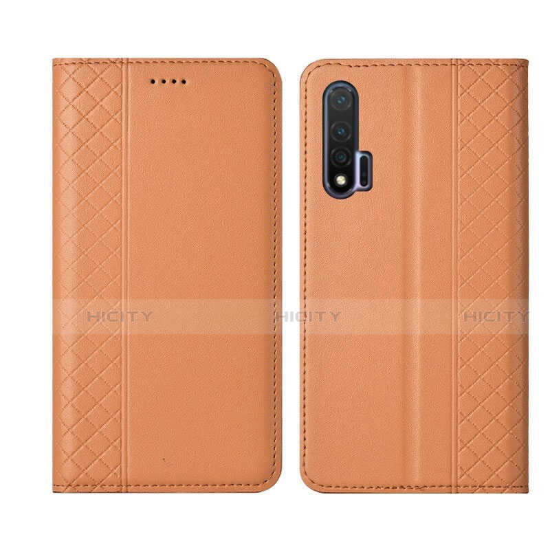 Funda de Cuero Cartera con Soporte Carcasa T02 para Huawei Nova 6 Naranja