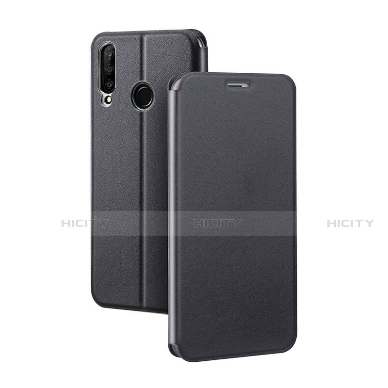 Funda de Cuero Cartera con Soporte Carcasa T02 para Huawei P30 Lite New Edition Negro