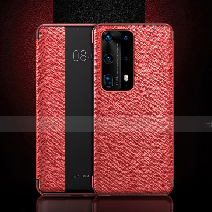 Funda de Cuero Cartera con Soporte Carcasa T02 para Huawei P40 Pro+ Plus Rojo