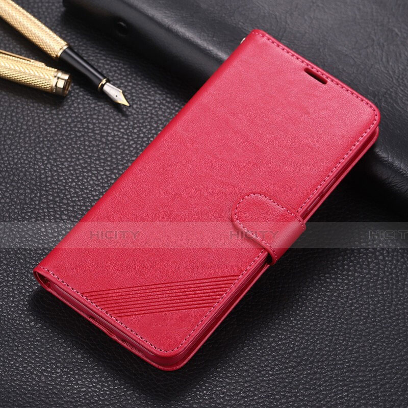 Funda de Cuero Cartera con Soporte Carcasa T02 para Oppo R17 Pro Rojo