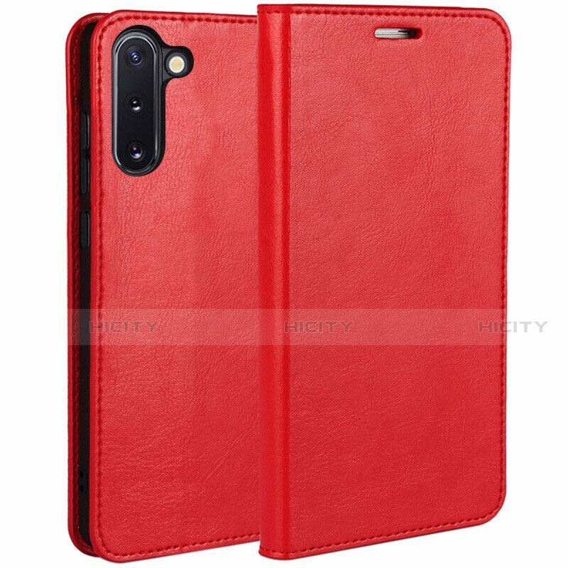 Funda de Cuero Cartera con Soporte Carcasa T02 para Samsung Galaxy Note 10 Rojo