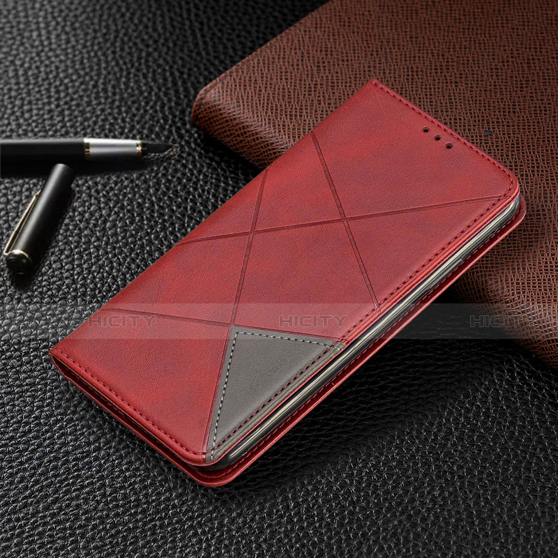 Funda de Cuero Cartera con Soporte Carcasa T02 para Xiaomi Redmi Note 9 Pro Rojo