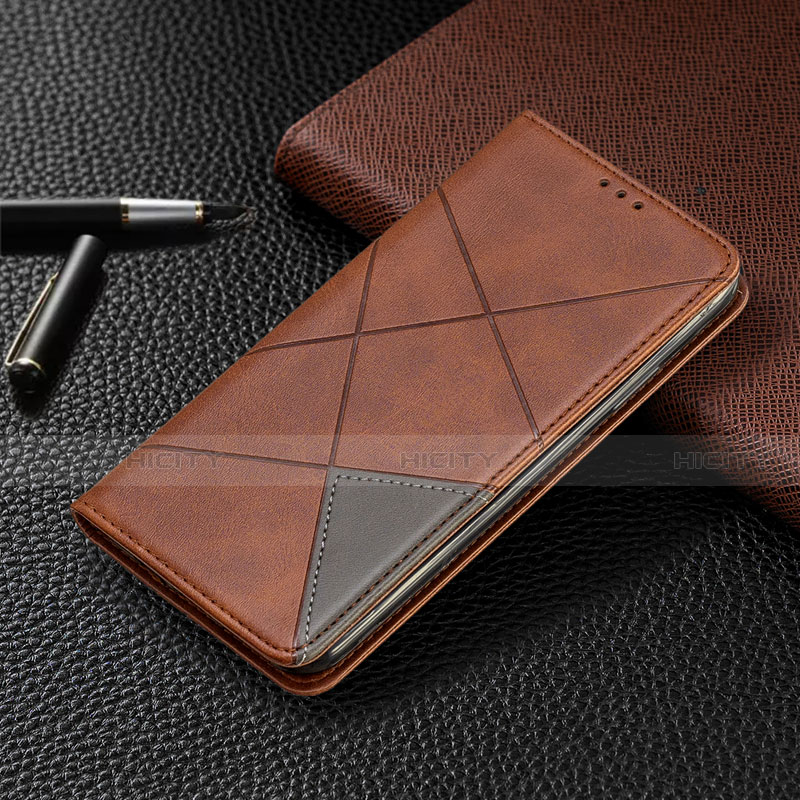 Funda de Cuero Cartera con Soporte Carcasa T02 para Xiaomi Redmi Note 9S Marron