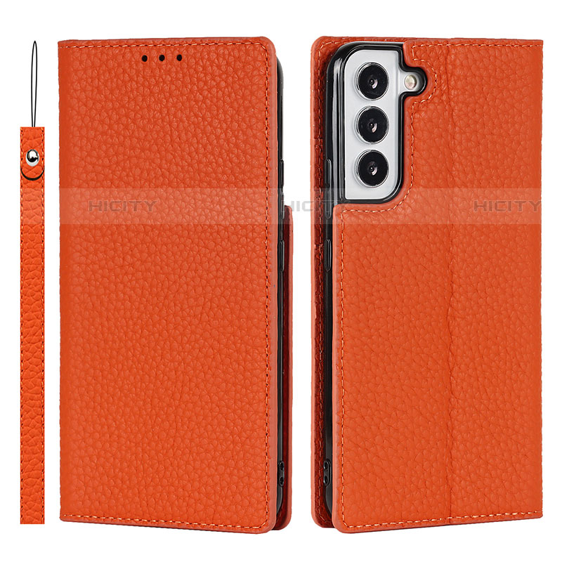 Funda de Cuero Cartera con Soporte Carcasa T02D para Samsung Galaxy S22 5G Naranja