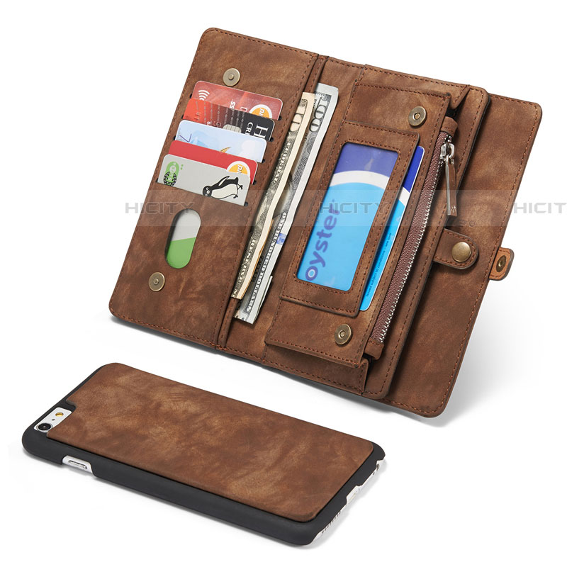 Funda de Cuero Cartera con Soporte Carcasa T03 para Apple iPhone 6 Marron