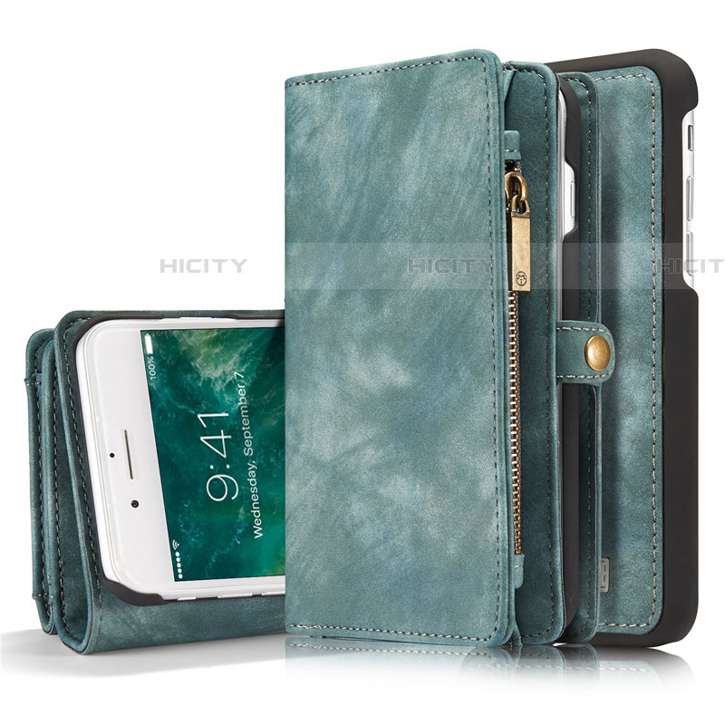 Funda de Cuero Cartera con Soporte Carcasa T03 para Apple iPhone 7 Plus Verde