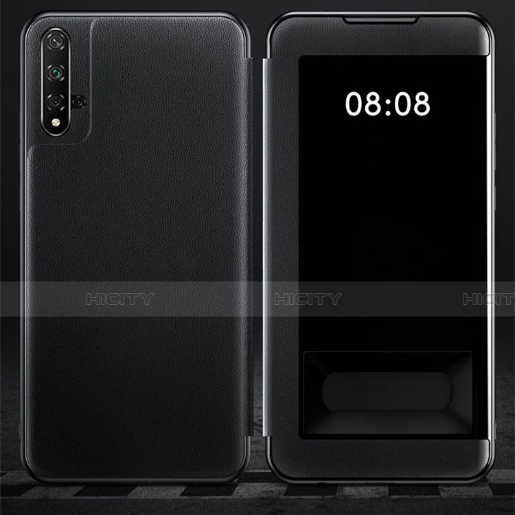 Funda de Cuero Cartera con Soporte Carcasa T03 para Huawei Honor 20 Negro