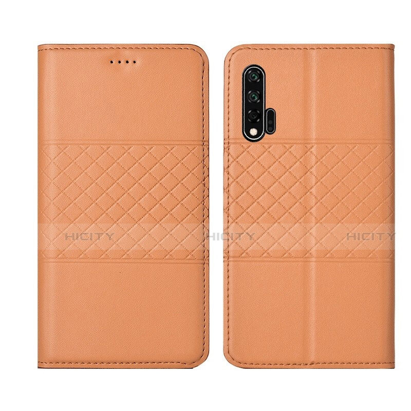 Funda de Cuero Cartera con Soporte Carcasa T03 para Huawei Nova 6 Naranja