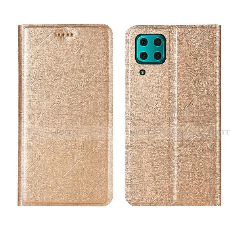 Funda de Cuero Cartera con Soporte Carcasa T03 para Huawei Nova 7i Oro