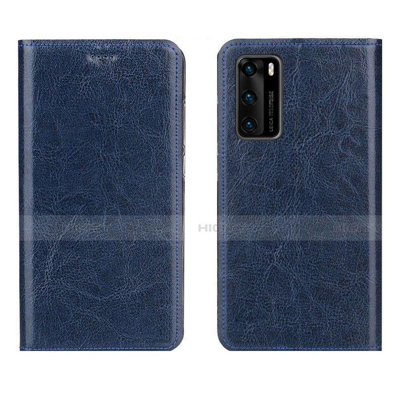 Funda de Cuero Cartera con Soporte Carcasa T03 para Huawei P40 Azul