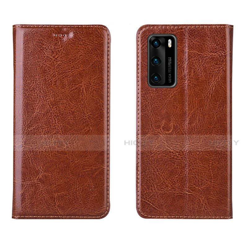 Funda de Cuero Cartera con Soporte Carcasa T03 para Huawei P40 Naranja