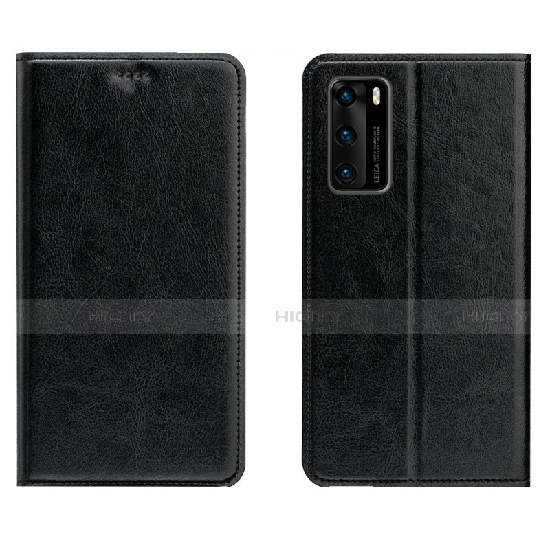 Funda de Cuero Cartera con Soporte Carcasa T03 para Huawei P40 Negro