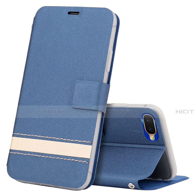 Funda de Cuero Cartera con Soporte Carcasa T03 para Oppo K1 Azul