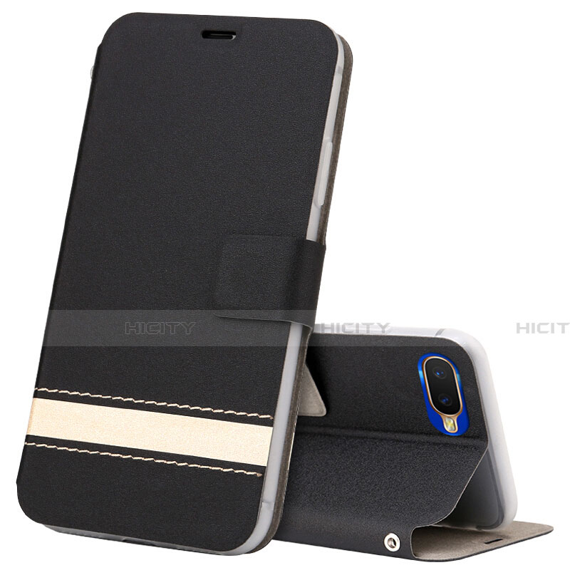 Funda de Cuero Cartera con Soporte Carcasa T03 para Oppo R15X Negro