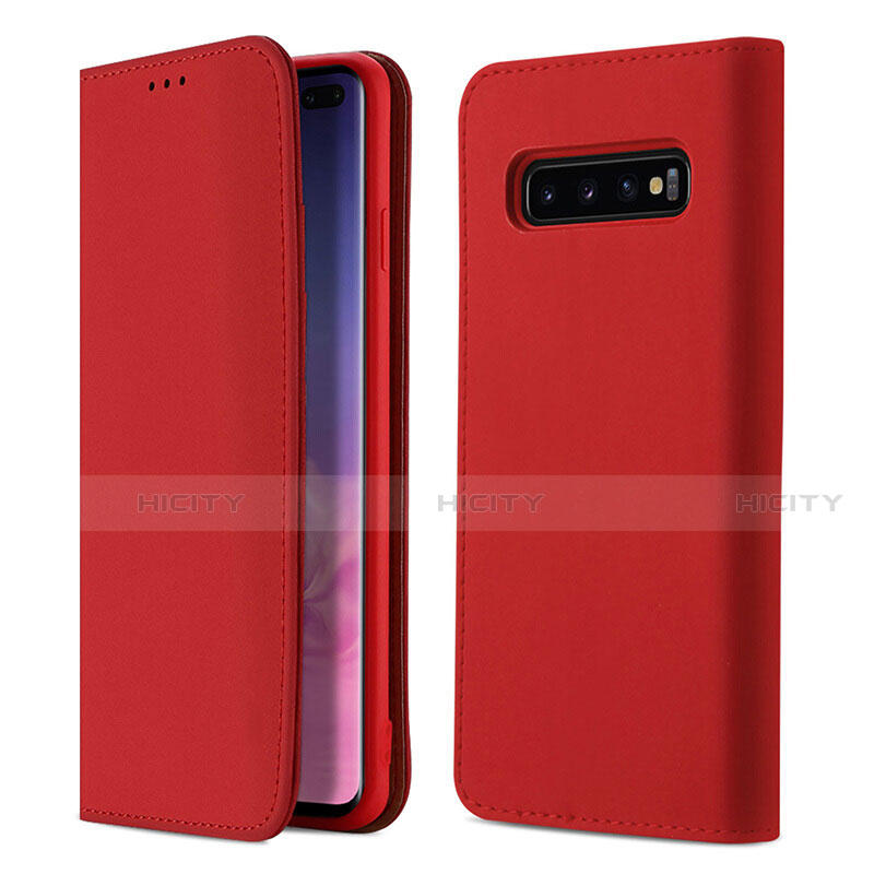 Funda de Cuero Cartera con Soporte Carcasa T03 para Samsung Galaxy S10 Plus Rojo