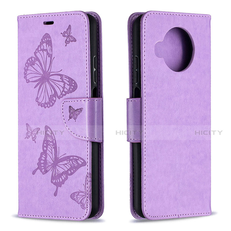 Funda de Cuero Cartera con Soporte Carcasa T03 para Xiaomi Mi 10i 5G Purpura Claro