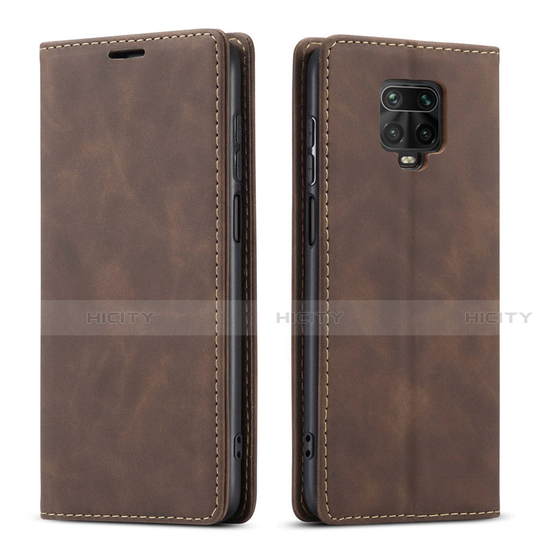 Funda de Cuero Cartera con Soporte Carcasa T03 para Xiaomi Redmi Note 9 Pro Max Marron