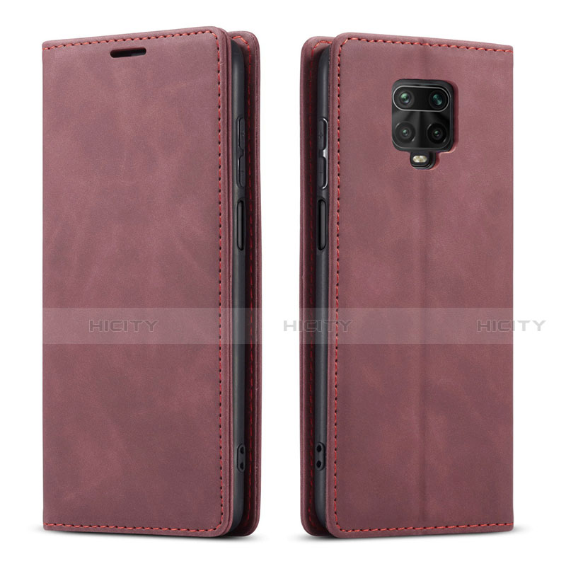 Funda de Cuero Cartera con Soporte Carcasa T03 para Xiaomi Redmi Note 9 Pro Max Rojo Rosa