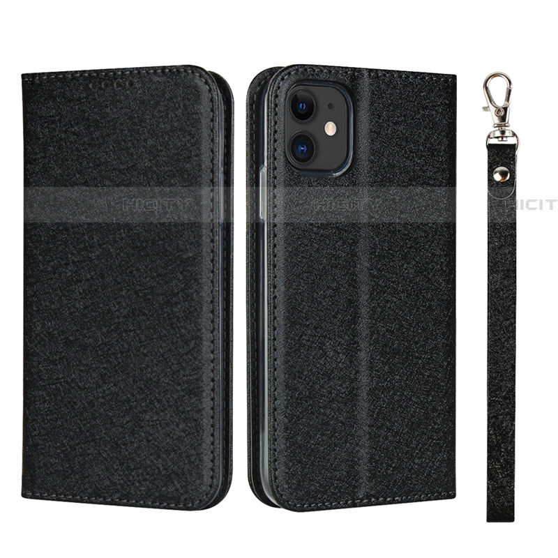 Funda de Cuero Cartera con Soporte Carcasa T04 para Apple iPhone 11 Negro