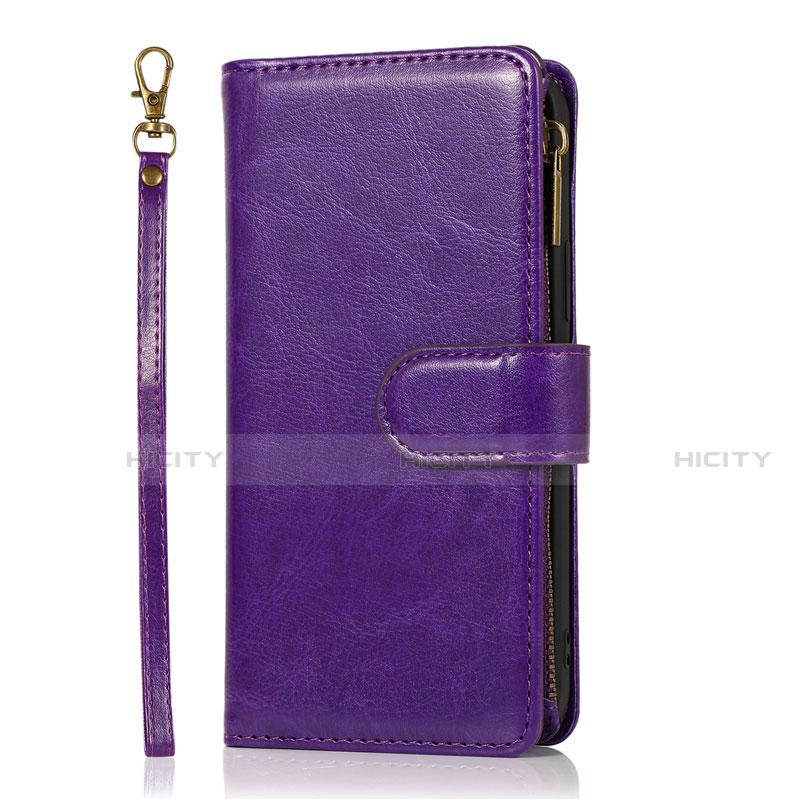 Funda de Cuero Cartera con Soporte Carcasa T04 para Apple iPhone 12 Mini Morado