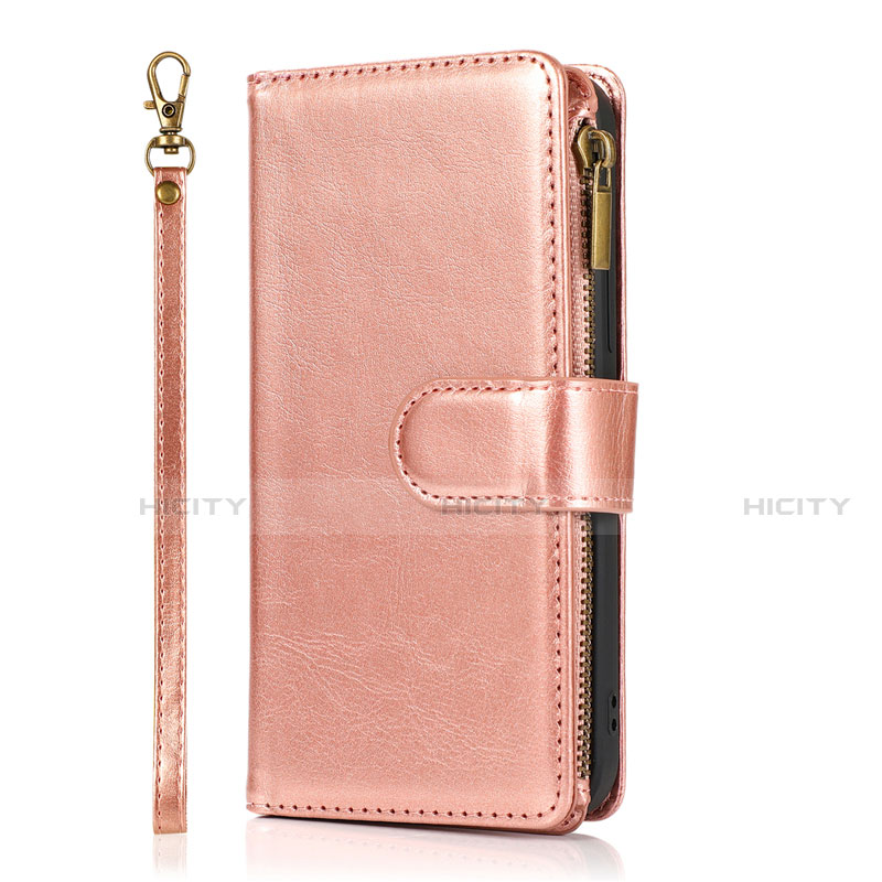 Funda de Cuero Cartera con Soporte Carcasa T04 para Apple iPhone 12 Mini Oro Rosa