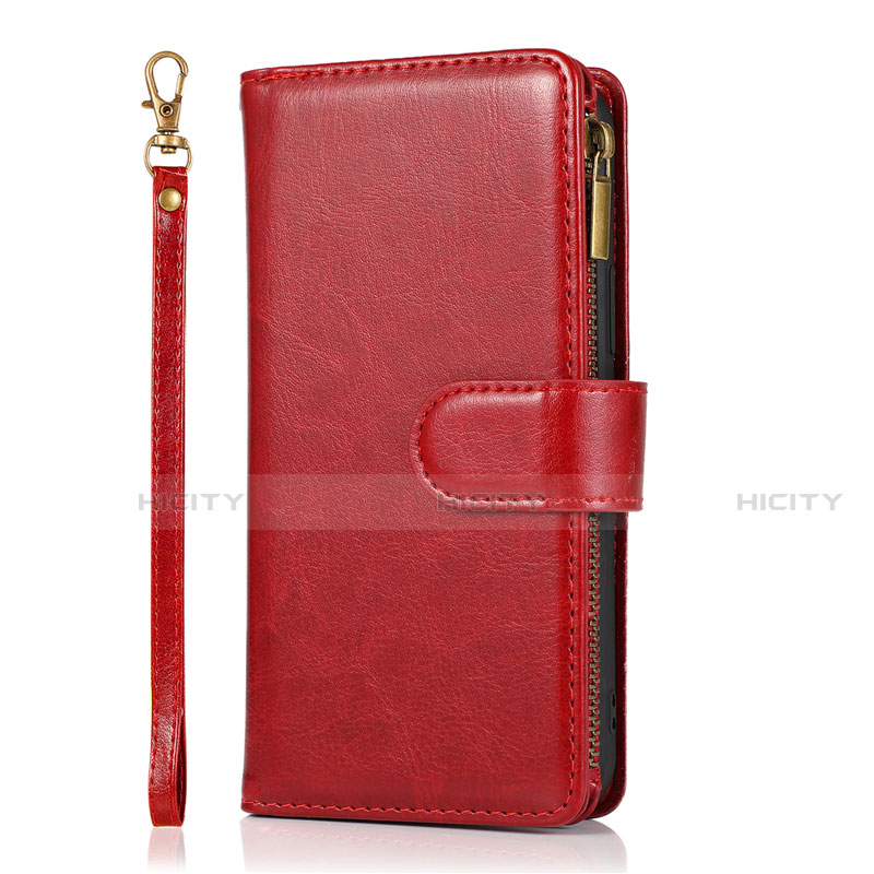 Funda de Cuero Cartera con Soporte Carcasa T04 para Apple iPhone 12 Mini Rojo