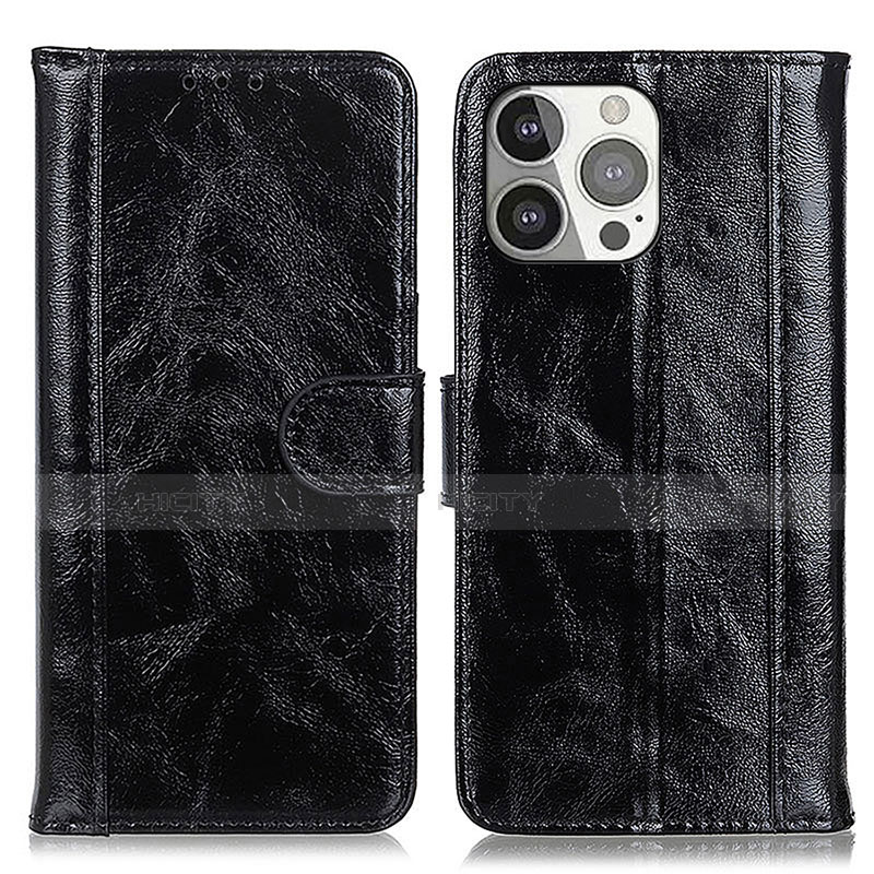 Funda de Cuero Cartera con Soporte Carcasa T04 para Apple iPhone 14 Pro Max Negro