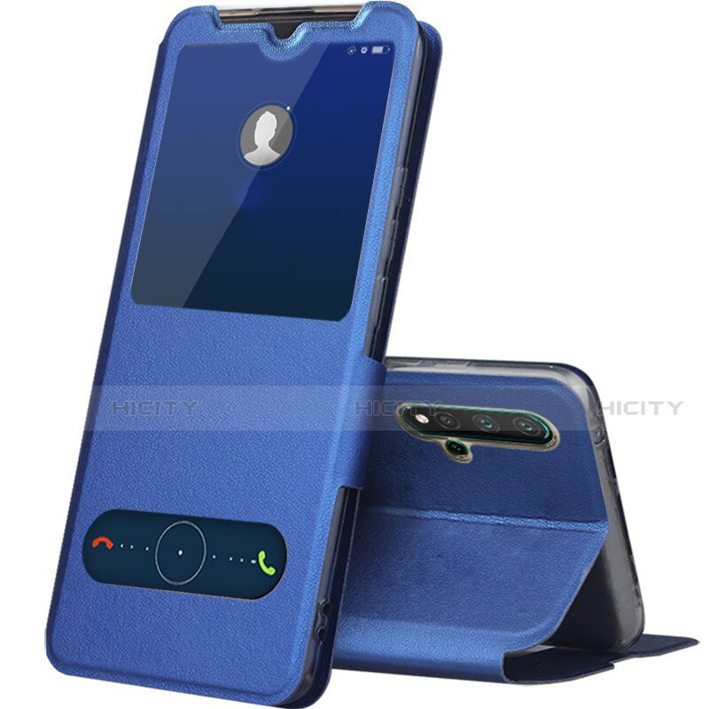 Funda de Cuero Cartera con Soporte Carcasa T04 para Huawei Nova 5 Azul