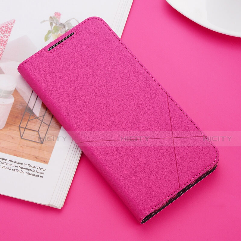 Funda de Cuero Cartera con Soporte Carcasa T04 para Huawei Nova 5i Rosa Roja