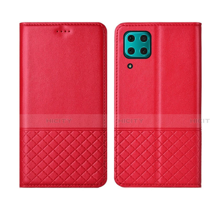 Funda de Cuero Cartera con Soporte Carcasa T04 para Huawei Nova 6 SE Rojo
