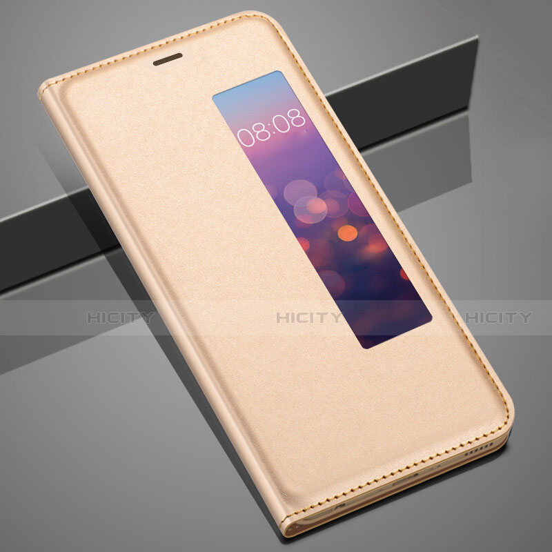 Funda de Cuero Cartera con Soporte Carcasa T04 para Huawei P20 Oro