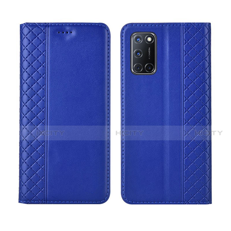 Funda de Cuero Cartera con Soporte Carcasa T04 para Oppo A52 Azul