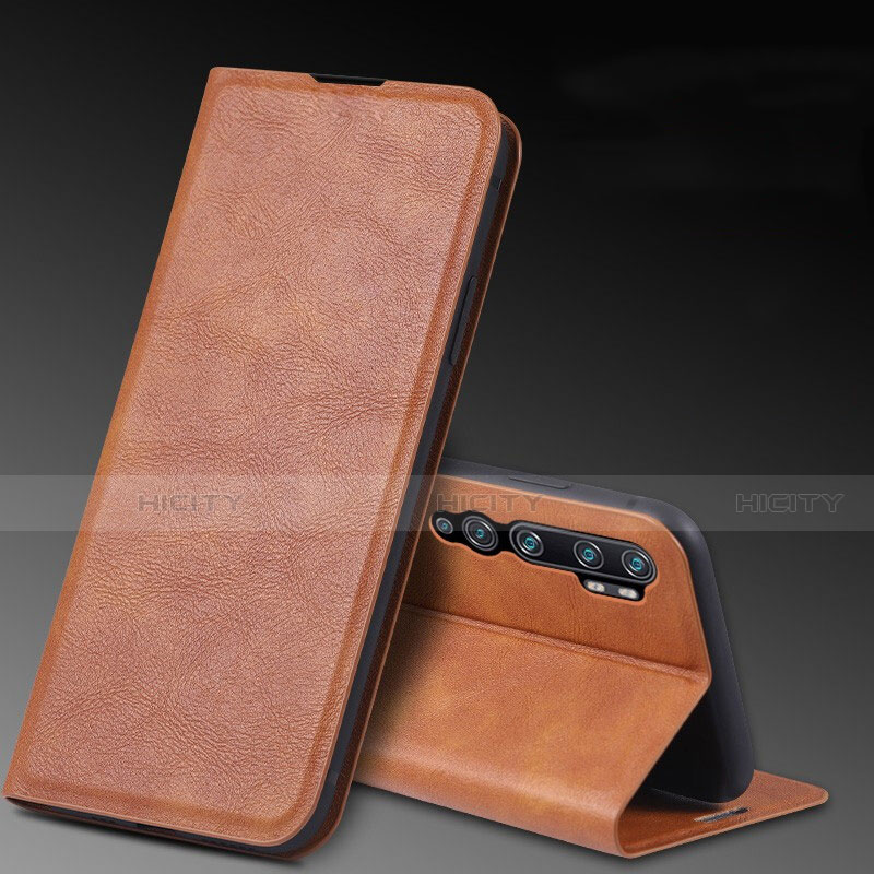 Funda de Cuero Cartera con Soporte Carcasa T04 para Xiaomi Mi Note 10 Pro Marron