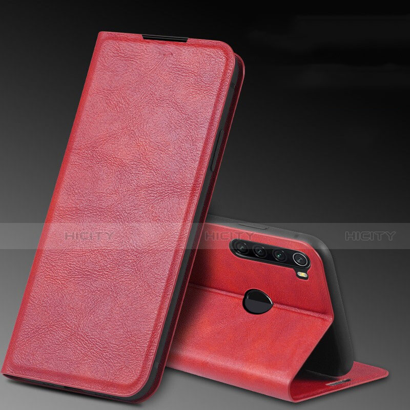 Funda de Cuero Cartera con Soporte Carcasa T04 para Xiaomi Redmi Note 8 (2021) Rojo