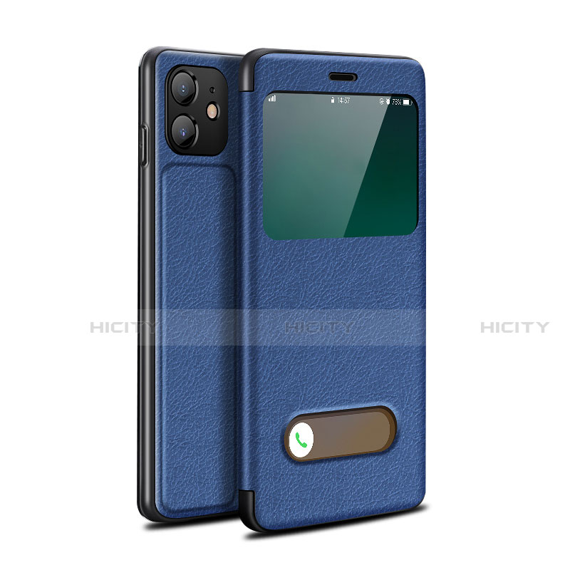 Funda de Cuero Cartera con Soporte Carcasa T05 para Apple iPhone 12 Mini Azul