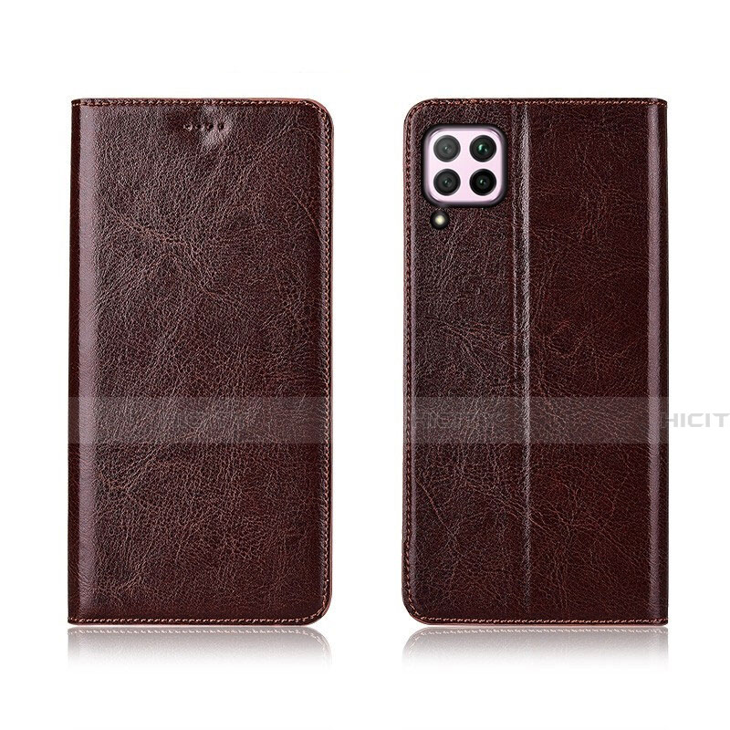 Funda de Cuero Cartera con Soporte Carcasa T05 para Huawei Nova 6 SE Marron