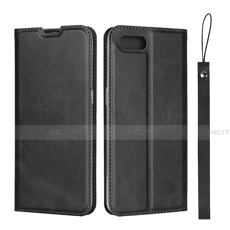 Funda de Cuero Cartera con Soporte Carcasa T05 para Oppo R17 Neo Negro