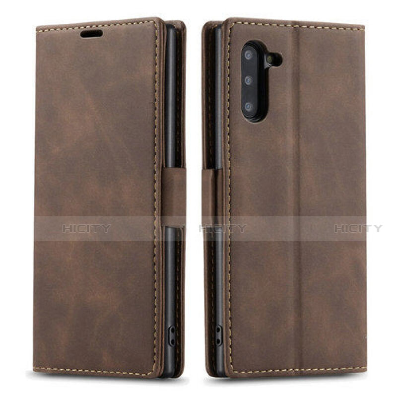 Funda de Cuero Cartera con Soporte Carcasa T05 para Samsung Galaxy Note 10 Marron