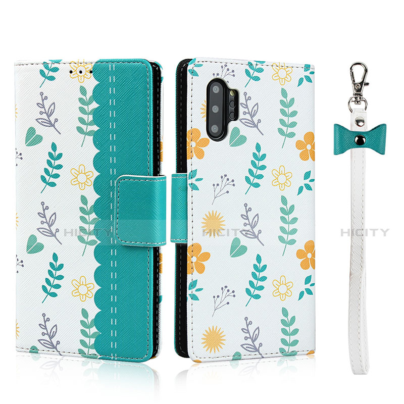 Funda de Cuero Cartera con Soporte Carcasa T05 para Samsung Galaxy Note 10 Plus 5G Cian