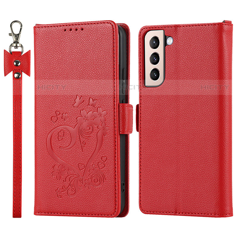 Funda de Cuero Cartera con Soporte Carcasa T05D para Samsung Galaxy S21 Plus 5G Rojo