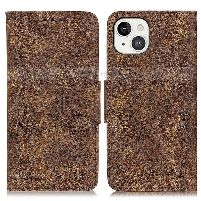 Funda de Cuero Cartera con Soporte Carcasa T06 para Apple iPhone 14 Marron