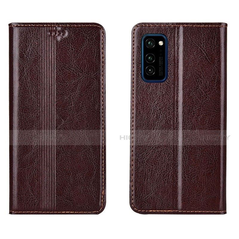 Funda de Cuero Cartera con Soporte Carcasa T06 para Huawei Honor View 30 5G Marron